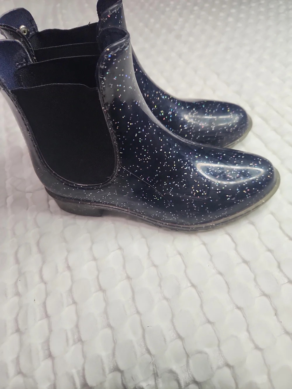 Kids Glitter Rain Boots - Navy Sparkle